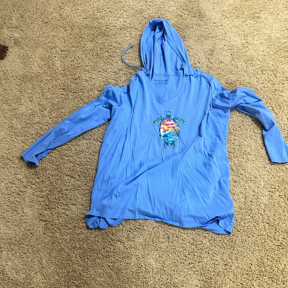 Life is Good Turtle Hooded Shirt